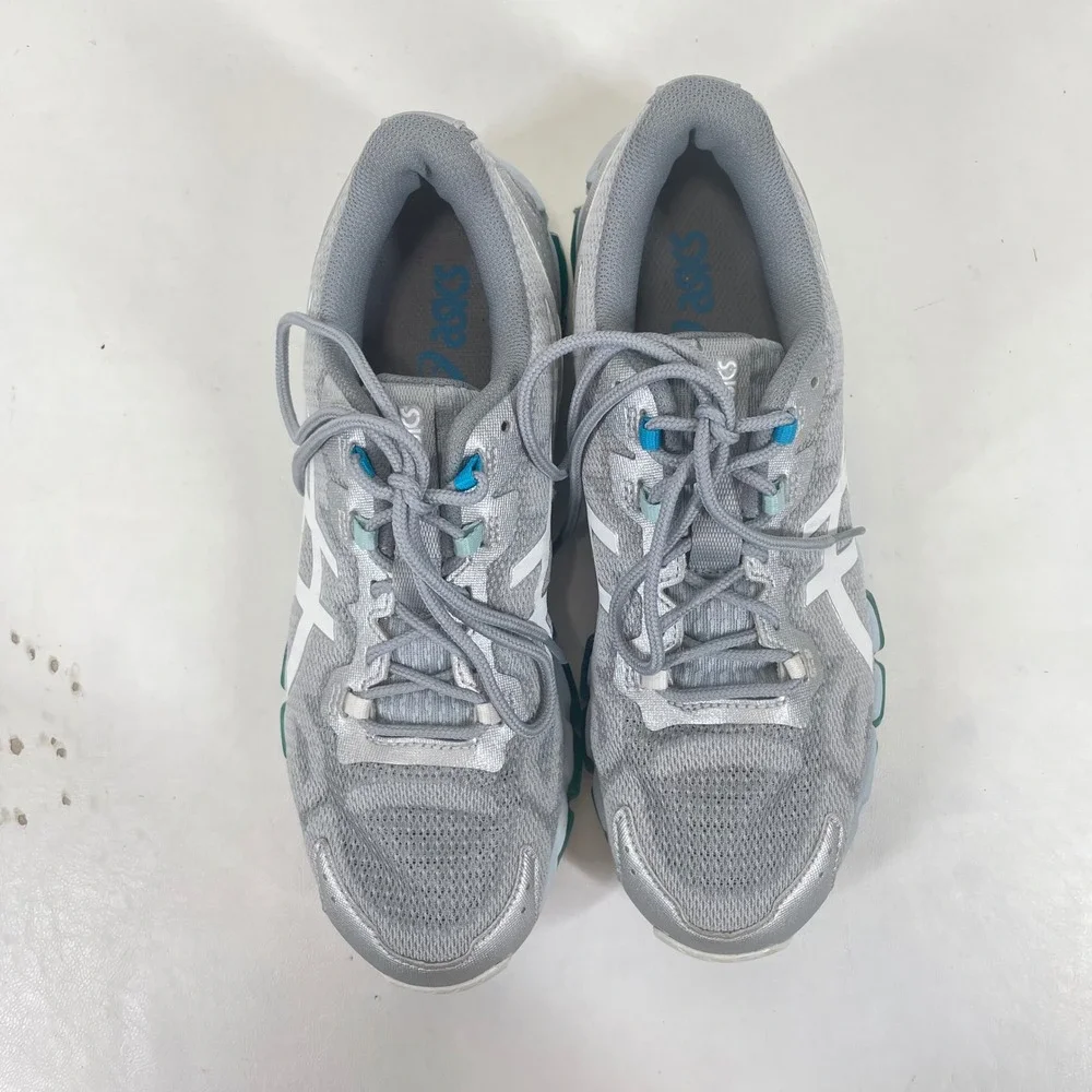 ASICS Gel Quantum 180 5 Womens Running Shoes Silver Grey Teal 1202A038 Size 9